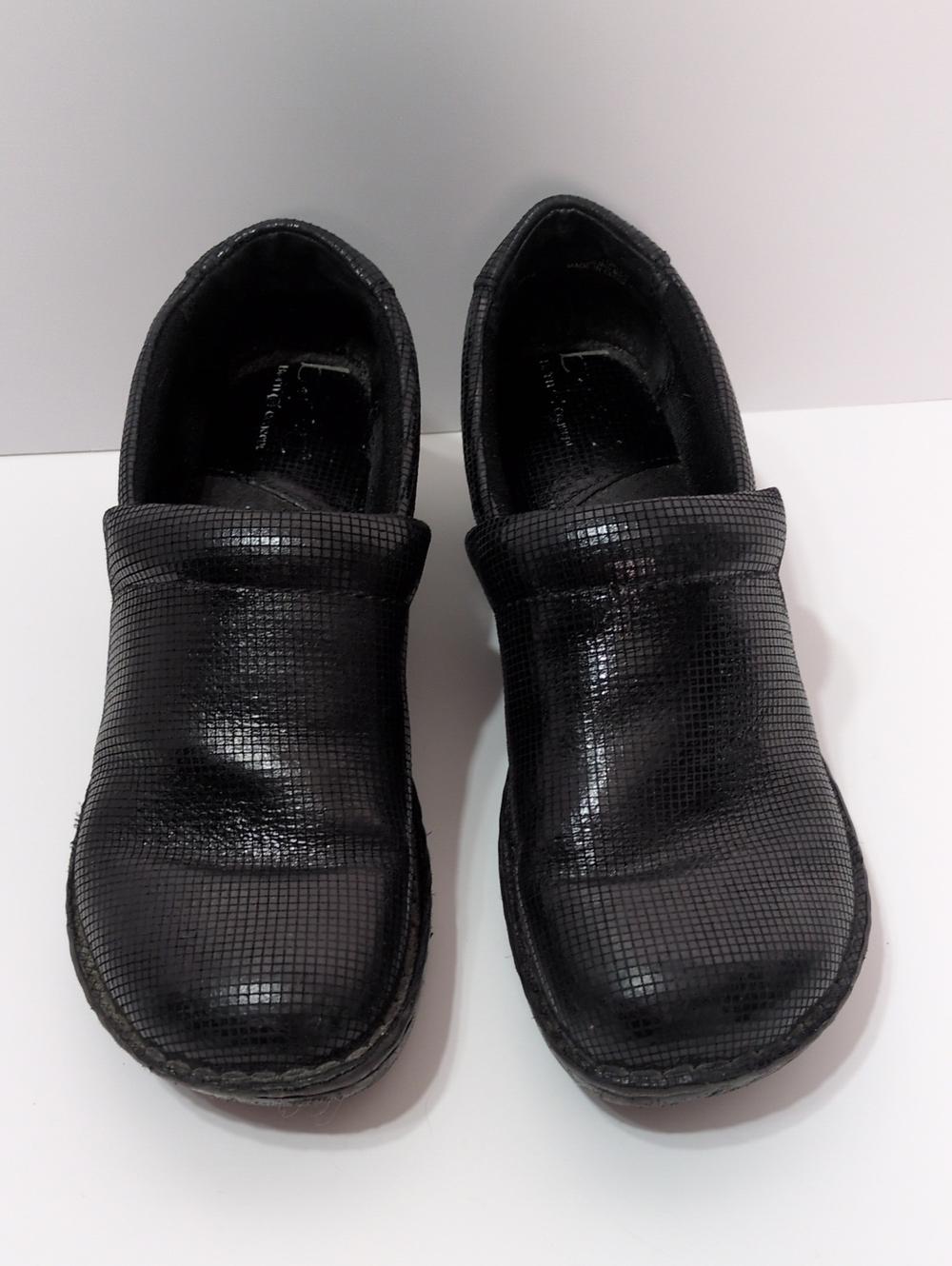 b.o.c. Born Concept Black Shimmer Textured Slip On Clogs Mules Shoes Size 8.5